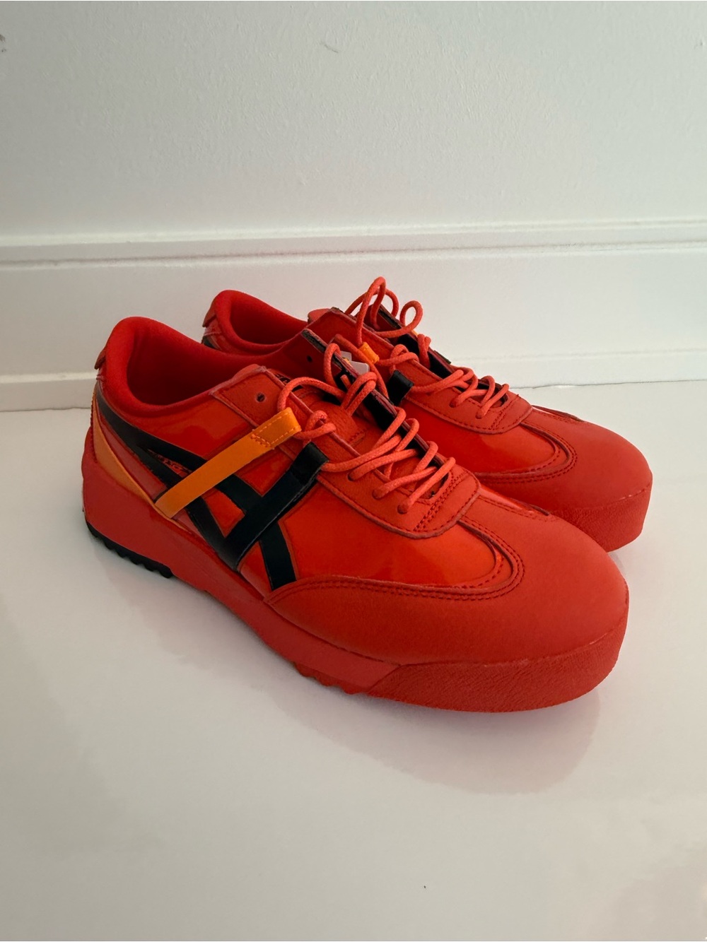 Unisex Red Onitsuka Tiger Sneakers with Black Accent